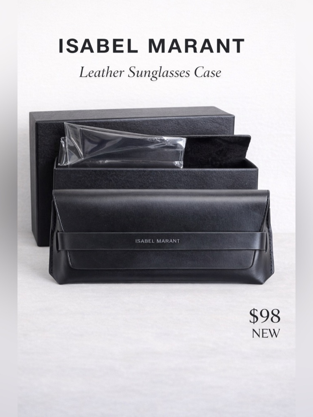 Isabel Marant Black Leather Sunglasses Case Designer Eyewear Case New